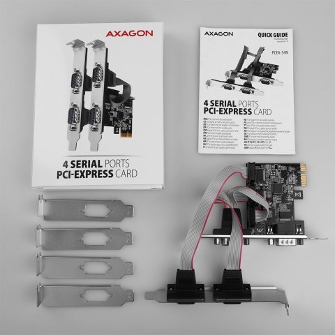 Axagon PCEA-PSN PCIe- mit 4x Seriell-Ports - ASIX AX99100 Chipsatz adapter Wewnętrzny RS-232