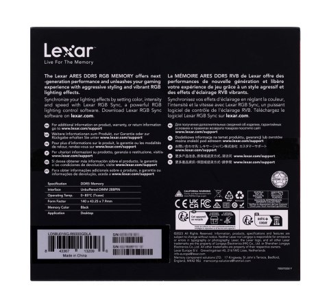LEXAR ARES 32GB DDR5 6000MHz CL30 RGB LEXAR ARES 32GB DDR5 6000MHz CL30 RGB