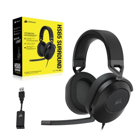 Corsair HS65 SURROUND Zestaw słuchawkowy Przewodowa Ręczny Gaming Węgiel