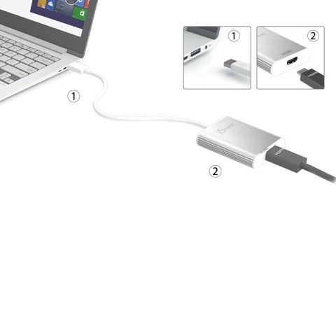 J5create JUA354 zewnętrzna karta graficzna usb Srebrny