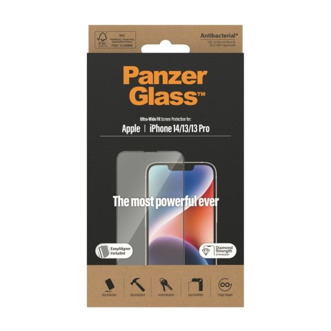 Szkło pancerne PanzerGlass | Osłona ekranu | Jabłko | iPhone 14/13/13 Pro | Szkło hartowane | Przezroczysty | Odporny na odciski