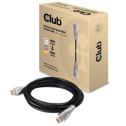 CLUB3D HDMI 2.0 Cable 3Meter UHD 4K/60Hz 18Gbps Certified Premium High Speed