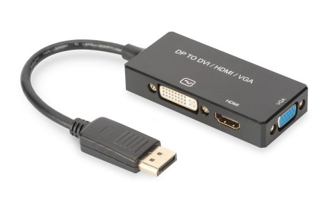 Kabel DP/HDMI+DVI-I+VGA M/Ż czarny 0,20m Displayport 4K 30Hz UHD / 1080p 60Hz FHD