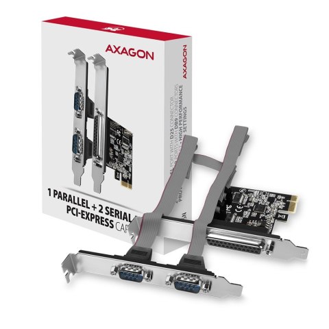 Axagon PCEA-PSN PCIe- mit 1x Parallel-+ 2x Seriell-Ports - ASIX AX99100 adapter Wewnętrzny Równoległy, RS-232