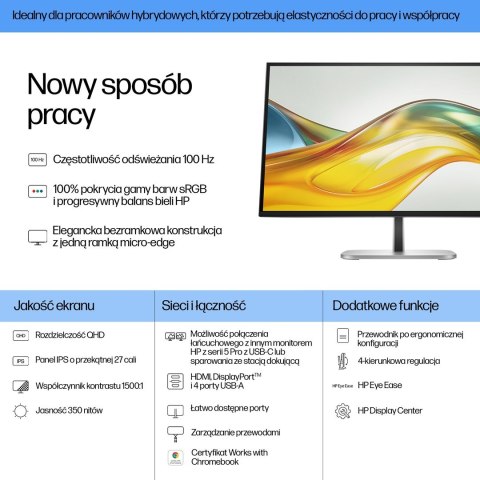 HP S5 PRO 527PQ 27 QHD (2560x1440) FHD IPS 350n 5ms DP HDMI USB-B HAS 3/3/0