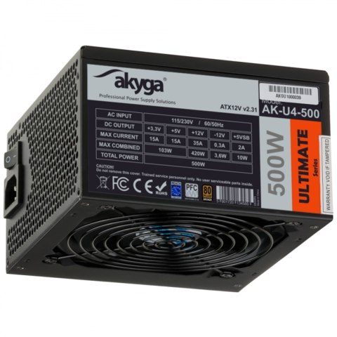 Akyga AK-U4-500 moduł zasilaczy 500 W 20+4 pin ATX ATX Czarny