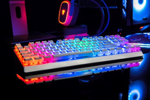 Klawiatura mechaniczna RGB Modecom Volcano Lanparty Pudding (Outemu Blue), biała