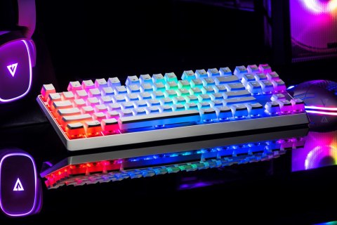 Klawiatura mechaniczna RGB Modecom Volcano Lanparty Pudding (Outemu Brown), biała