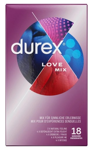 Durex Love Mix Pack - Prezerwatywy 5x8 Różnych Rodzajów Gumek