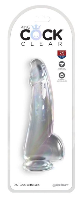 King Cock Clear - Realistyczne Zakrzywione Dildo Z Przyssawką Przezroczyste 19 CM