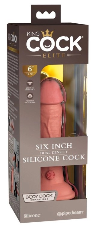 King Cock Elite - Realistyczne Silikonowe Dildo Z Przyssawką 15 CM Jasny Kolor Skóry