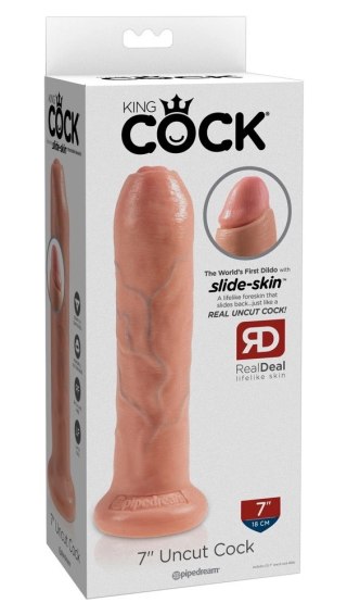 King Cock - Realistyczne Dildo Z Ruchomym Napletkiem 18 CM Jasny Kolor Skóry