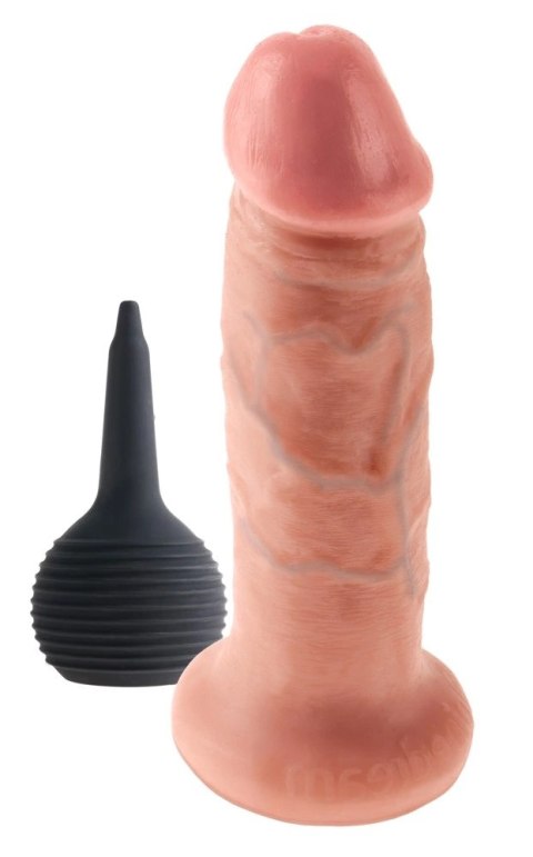 King Cock - Realistyczne Naturalne Dildo Z Wytryskiem 15 CM Jasny Kolor Skóry