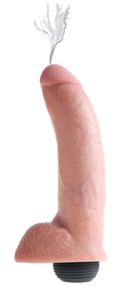 King Cock - Realistyczne Naturalne Dildo Z Wytryskiem 23 CM Jasny Kolor Skóry