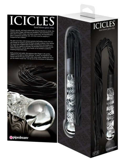 Icicles - Ekskluzywne Szklane Dildo Z Pejczem