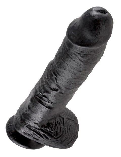 King Cock - Realistyczne Dildo Z Żołędziem Jądrami I Żyłkami 25 CM Czarny