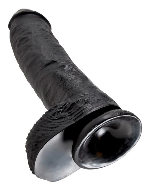 King Cock - Realistyczne Dildo Z Żołędziem Jądrami I Żyłkami 25 CM Czarny