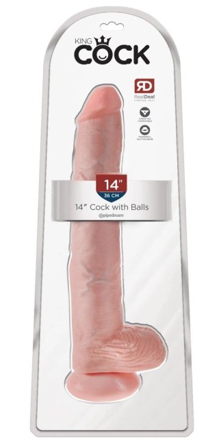 King Cock - Realistyczne Duże Dildo Z Przyssawką 36 CM Jasny Kolor Skóry