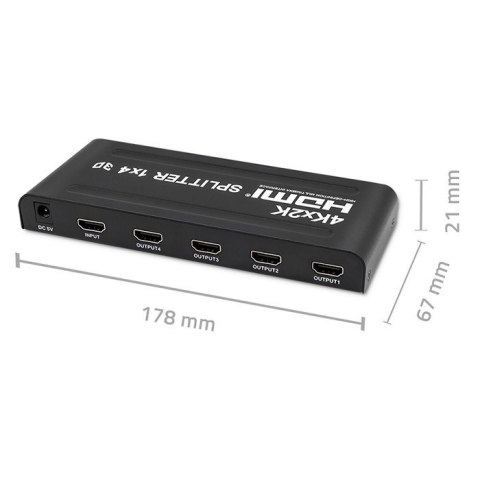 QOLTEC ROZDZIELACZ SPLITTER 4XHDMI 4KX2K | 3.4GB/S QOLTEC ROZDZIELACZ SPLITTER 4XHDMI 4KX2K | 3.4GB/S