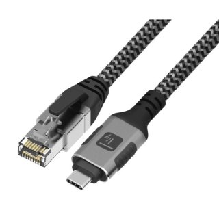Techly ICOC U3C-RJ45-030 kabel sieciowy Srebrny, Czarny 3 m Cat6 F/UTP (FTP)