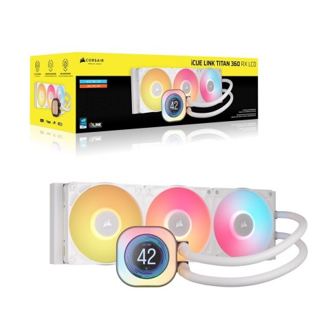 CORSAIR iCUE LINK TITAN 360 RX LCD White AIO, 360mm Radiator, Liquid CPU Cooler CORSAIR iCUE LINK TITAN 360 RX LCD White AIO, 360mm Radiator, Liquid CPU Cooler
