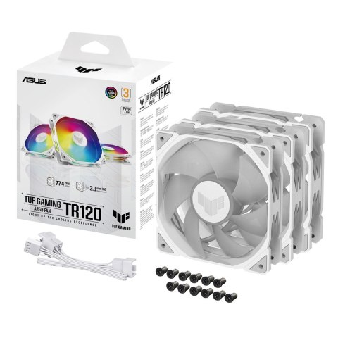 ASUS TUF GAMING TR120 ARGB 3IN1 White Obudowa komputera Chłodnica powietrza 12 cm Biały