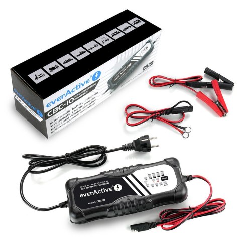 Ładowarka, prostownik everActive CBC10 12V/24V, do akumulatorów o napięciu 12V/24V Ładowarka, prostownik everActive CBC10 12V/24V, do akumulatorów o napięciu 12V/24V