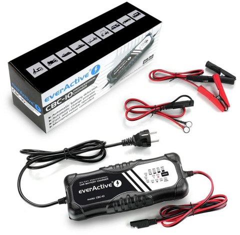 Ładowarka, prostownik everActive CBC10 12V/24V, do akumulatorów o napięciu 12V/24V Ładowarka, prostownik everActive CBC10 12V/24V, do akumulatorów o napięciu 12V/24V