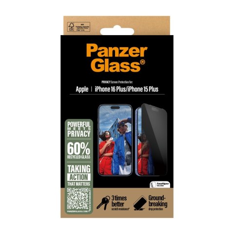 Osłona ekranu PanzerGlass | Jabłko | iPhone 16 Plus/iPhone 15 Plus | Szkło hartowane | | Ultra-szeroki krój