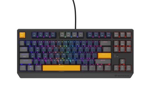 GENESIS THOR 230 TKL klawiatura Gaming USB + RF Wireless + Bluetooth QWERTY Czarny, Niebieski, Szary, Pomarańczowy