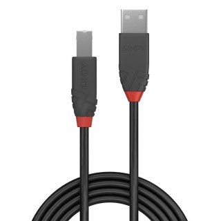 Kabel USB 2.0 10m USB A - USB B LINDY 36677 Anthra Line (Czarny, Szary, Czerwony)