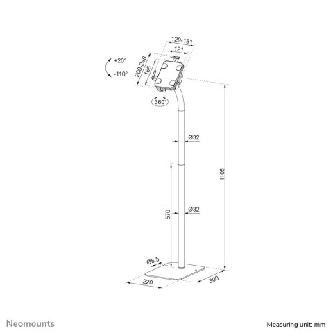 Neomounts FL15-625BL1 uchwyt Uchwyt pasywny Tablet/UMPC Czarny