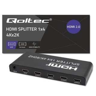 Qoltec 51799 Aktywny rozdzielacz Splitter 4 x HDMI 4K x 2K | 6Gb/s | 60Hz