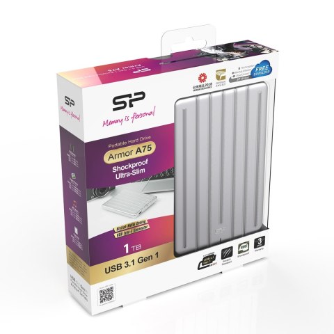 Silicon Power Armor A75 zewnętrzny dysk twarde 1 TB 2.5" USB Type-C 3.2 Gen 1 (3.1 Gen 1) Srebrny Silicon Power Armor A75 zewnętrzny dysk twarde 1 TB 2.5" USB Type-C 3.2 Gen 1 (3.1 Gen 1) Srebrny