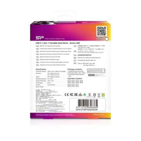 Silicon Power Armor A62 zewnętrzny dysk twarde 1 TB 2.5" USB Typu-A 3.2 Gen 1 (3.1 Gen 1) Czarny, Czerwony Silicon Power Armor A62 zewnętrzny dysk twarde 1 TB 2.5" USB Typu-A 3.2 Gen 1 (3.1 Gen 1) Czarny, Czerwony