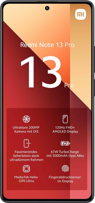 Xiaomi Redmi Note 13 Pro 16,9 cm (6.67") Hybrid Dual SIM Android 13 4G USB Type-C 8 GB 256 GB 5000 mAh Czarny