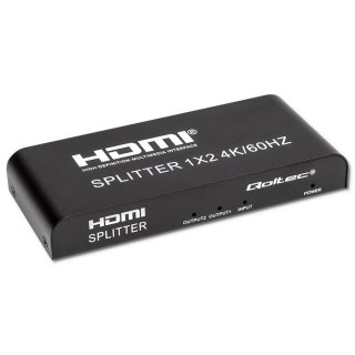 Qoltec 51797 Aktywny rozdzielacz Splitter 2 x HDMI 4K x 2K | 6Gb/s | 60Hz