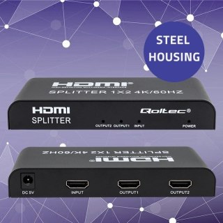 Qoltec 51797 Aktywny rozdzielacz Splitter 2 x HDMI 4K x 2K | 6Gb/s | 60Hz