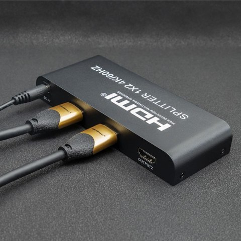 Qoltec 51797 Aktywny rozdzielacz Splitter 2 x HDMI 4K x 2K | 6Gb/s | 60Hz