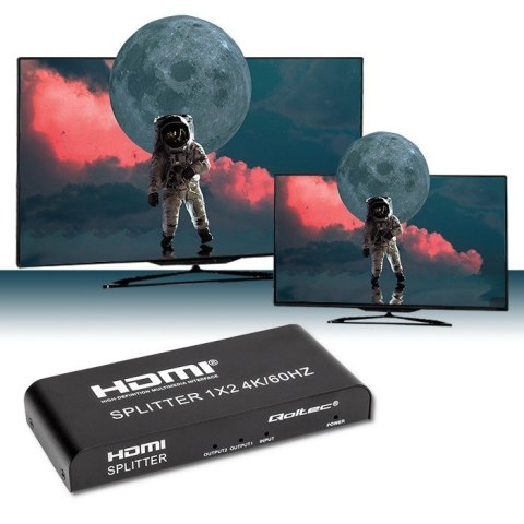 Qoltec 51797 Aktywny rozdzielacz Splitter 2 x HDMI 4K x 2K | 6Gb/s | 60Hz