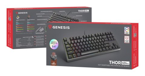 KLAWIATURA DLA GRACZY GENESIS THOR 404 TKL US PODŚWIETLENIE RGB MECHANICZNA CZARNA KAILH BOX BROWN KLAWIATURA DLA GRACZY GENESIS THOR 404 TKL US PODŚWIETLENIE RGB MECHANICZNA CZARNA KAILH BOX BROWN