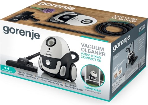 Gorenje VCEA11CXWII odkurzacz 2 l Cylinder próżniowy Suchy 750 W Worek na kurz Gorenje VCEA11CXWII odkurzacz 2 l Cylinder próżniowy Suchy 750 W Worek na kurz