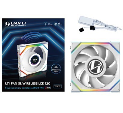 Lian Li UNI FAN SL Wireless LCD 120 Obudowa komputera Wentylator 12 cm Biały 1 szt.