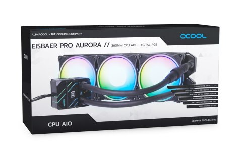 Alphacool Eisbaer Pro Aurora 360 Procesor Chłodnica cieczy all-in-one 12 cm Czarny, Biały 1 szt.