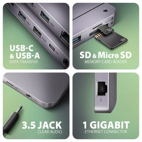 Axagon HMC-12GM2 stacja dokująca Przewodowa USB 3.2 Gen 2 (3.1 Gen 2) Type-C Szary Axagon HMC-12GM2 stacja dokująca Przewodowa USB 3.2 Gen 2 (3.1 Gen 2) Type-C Szary