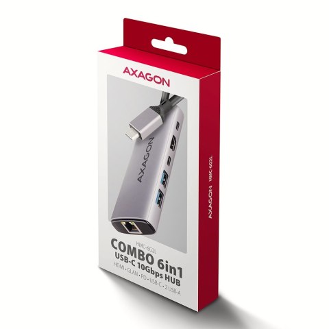 Axagon HMC-6G2L stacja dokująca Przewodowa USB 3.2 Gen 2 (3.1 Gen 2) Type-C Aluminium Axagon HMC-6G2L stacja dokująca Przewodowa USB 3.2 Gen 2 (3.1 Gen 2) Type-C Aluminium