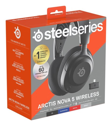 Seria SteelSeries | Zestaw słuchawkowy do gier | Arctis Nova 5 | Łączność Bluetooth | Nauszne | Mikrofon | Redukcja szumów | Łąc Seria SteelSeries | Zestaw słuchawkowy do gier | Arctis Nova 5 | Łączność Bluetooth | Nauszne | Mikrofon | Redukcja szumów | Łąc