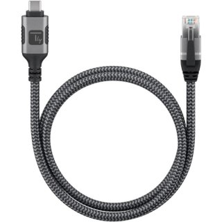 Techly ICOC U3C-RJ45-010 kabel sieciowy Srebrny, Czarny 1 m Cat6 F/UTP (FTP)