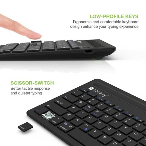 Techly ICTBK102U klawiatura Uniwersalne Bluetooth QWERTY Angielski Czarny