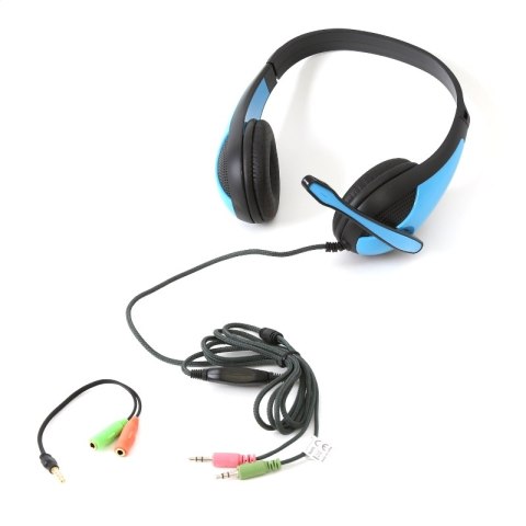 FREESTYLE HI-FI STEREO SŁUCHAWKI NAUSZNE + MIC + ADAPTER HI-FI STEREO HEADPHONES WITH MIC AND ADAPTER BLUE [42676] TE